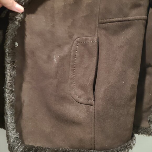 Brown Suede Like Heavy Warm Fur Lined Jacket - Jones New York Sport XL - Picture 4 of 4